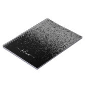 Zwarte Zilver Glitter Meisjes Monogram Notitieboek (Linkerzijde)