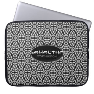 Zwarte Zilver Tribal patroon Laptop Hoes