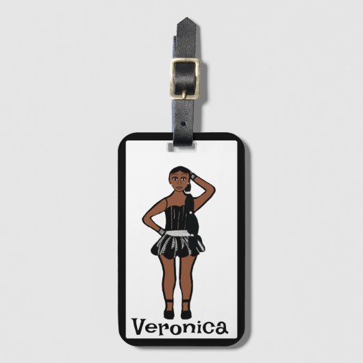 Zwarte Zilveren Danser #1 Bagagelabel (Voorkant (verticaal))