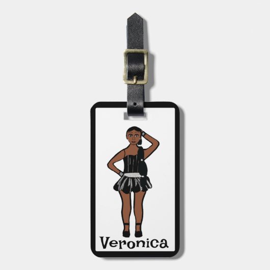 Zwarte Zilveren Danser #3 Bagagelabel (Voorkant verticaal)