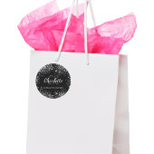 Zwarte zilveren glans monogram initialen naam ronde sticker