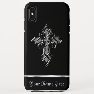 Zwarte Zilveren Middeleeuwse Kruis iPhone XS Max H Hoesje