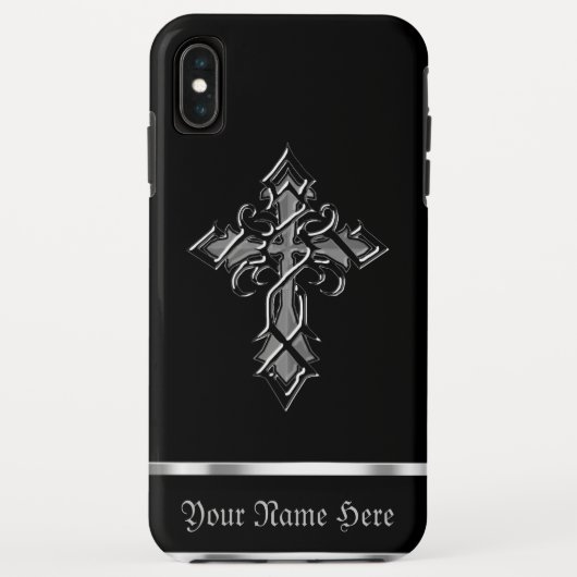 Zwarte Zilveren Middeleeuwse Kruis iPhone XS Max H Case-Mate iPhone Case (Achterkant)