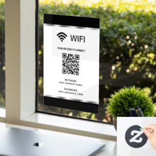 Zwarte Zilveren QR-code Wifi-netwerk en wachtwoord Raamsticker