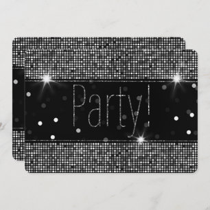 Zwarte & Zilveren Sparkle Party Lichten van zaterd Kaart