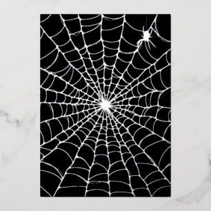 Zwarte Zilveren Spinnenweb Halloween Folie Uitnodiging