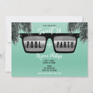 Zwarte & Zilveren Zonnebril Turkoois Sweet 16 Pool Kaart