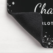 Zwarte zilverglitter-monogram, naam muismat (Hoek)