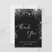 Zwarte zilverglitterelegant bedankkaart (Voorkant)