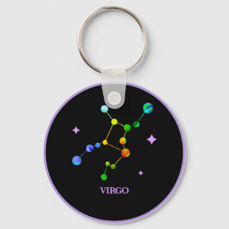 Zwarte zodiac Virgo Rainbow Sleutelhanger