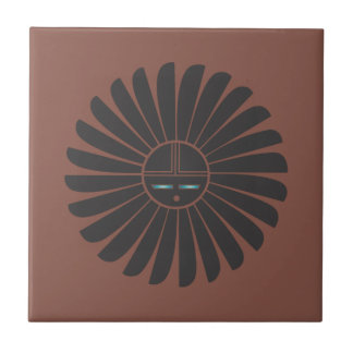 Zwarte zon op Terracotta Tile Tegeltje