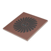 Zwarte zon op Terracotta Tile Tegeltje (Zijkant)