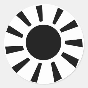 Zwarte zon ronde sticker