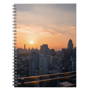 Zwarte zonnepanorama van Bangkok Notitieboek