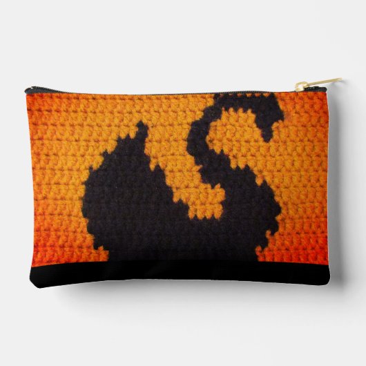 Zwarte zwaan in Sinaasappel Sunset Artisan haakpri Etui (Achterkant)