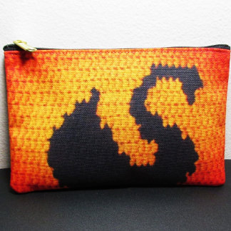 Zwarte zwaan in Sinaasappel Sunset Artisan haakpri Etui