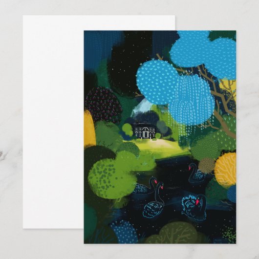 Zwarte zwaan op het meer kaart (Voorkant / Achterkant)