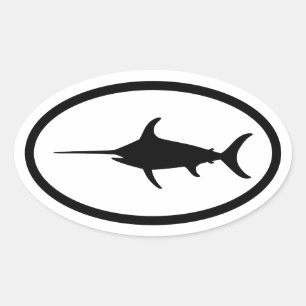 Zwarte Zwaardvis Ovale Sticker