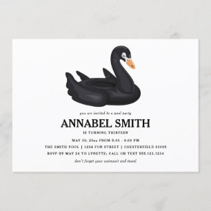Zwarte Zwan Float Birthday Pool Party Kaart