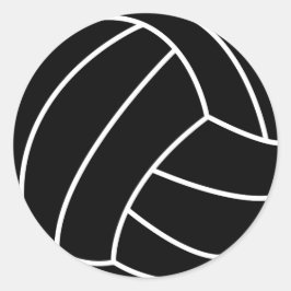 ZWARTE ZWART EN WITTE VRIJLEYBALL RONDE STICKER