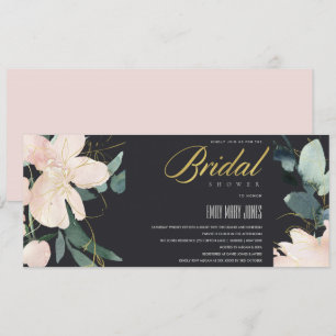 ZWARTE ZWART GOLD FLORAL WATERVERF VRIJGEZELLENFEE KAART