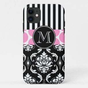 ZWARTE ZWARTE STRIPES DAMASKMONOGRAM iPhone 11 HOESJE