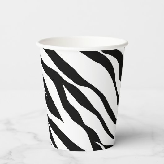 Zwarte zwarte zebra print safari verjaardagsfeestj papieren bekers (Achterkant)