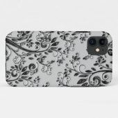 Zwarte Zwirly Floral in reliëf Case-Mate iPhone Case (Achterkant (horizontaal))