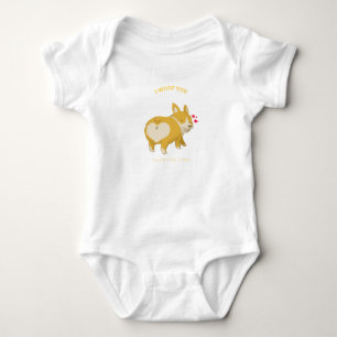 ZwarteAchtergrond Corgi HondCartoon Valentijn Romper