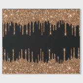 Zwartegrond glinsterende luxe druppels cadeaupapier (Vlak)