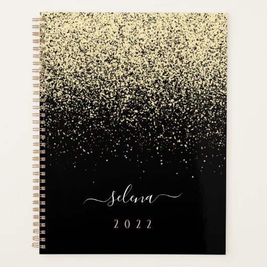 Zwartegroud Glitter Meisjes Monogram Planner (Voorkant)