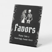 Zwartek Goth Halloween-skelet Favorietebord  Reclamebord Met Voetstuk (Voorkant)
