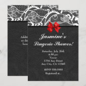 Zwarteleer & Witte Kant Ondergoed Uitnodiging (Voorkant / Achterkant)