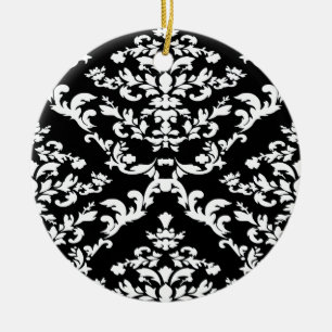 Zwartgebluste Damask op Emporiomoffa Keramisch Ornament
