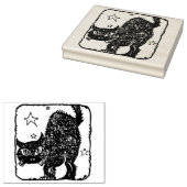 Zwartkat, silhouet, kunststempel 	rubberstempel (Gestempeld)