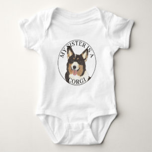 Zwartkop driekleurige Corgi-hond grote zus Romper