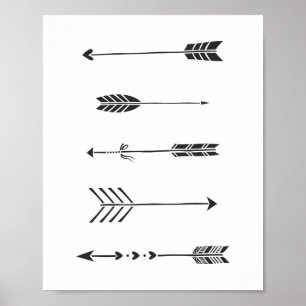 Zwartpijlen Minimale Art afdrukken Poster