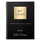 Zwartr gouden bedrijfslogo naam script notitieboek (Voorkant)