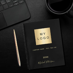 Zwartr gouden elegant monogram zakelijk logo notitieboek