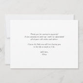 Zwartr Modern Minimalistisch Handgeschreven Letter Bedankkaart (Achterkant)