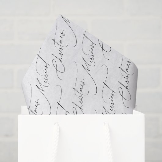 Zwartr Modern Schrift Merry Kerstmis Tissuepapier (Cadeauzakje)