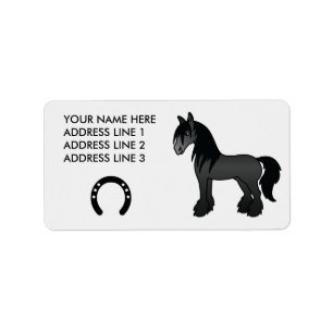Zwartr Paard Gypsy Vanner Shire Clydesdale Etiket