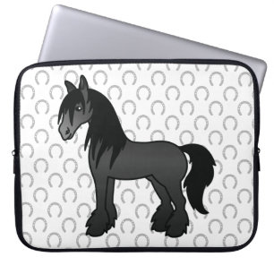 Zwartrassige Gypsy Vanner Clydesdale Shire Cartoon Laptop Sleeve
