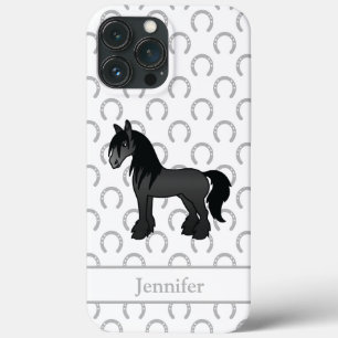 Zwartrassige zigeunernaam Clydesdale Shire Cartoon iPhone 13 Pro Max Hoesje