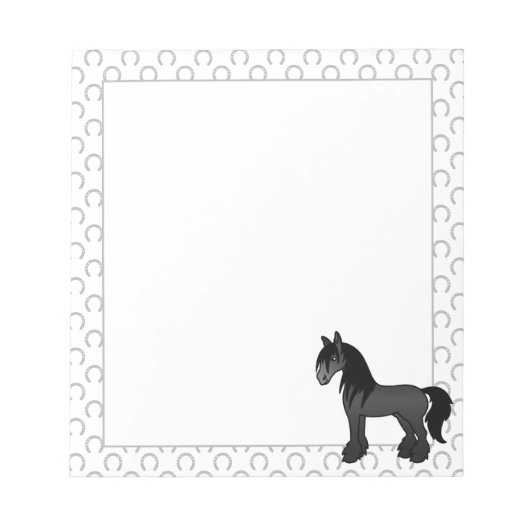 Zwartrassige zigeunernaam Clydesdale Shire Cartoon Notitieblok (Voorkant)