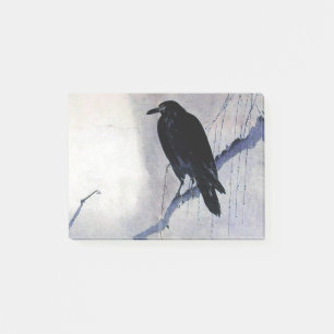 Zwartraven vogel/Japanse houtsblok Post-it® Notes