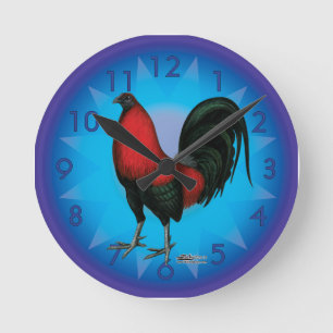 Zwartrode gamecock ronde klok