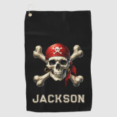 zwartrokken golfhanddoek (Voorkant)