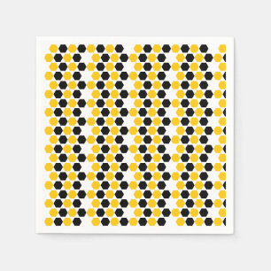 Zwartrond Geel Geometrisch Hexagram Hex Patroon Servet
