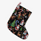 Zwartrond kerst decoratief patroon grote kerstsok (Voorkant (Hangend))